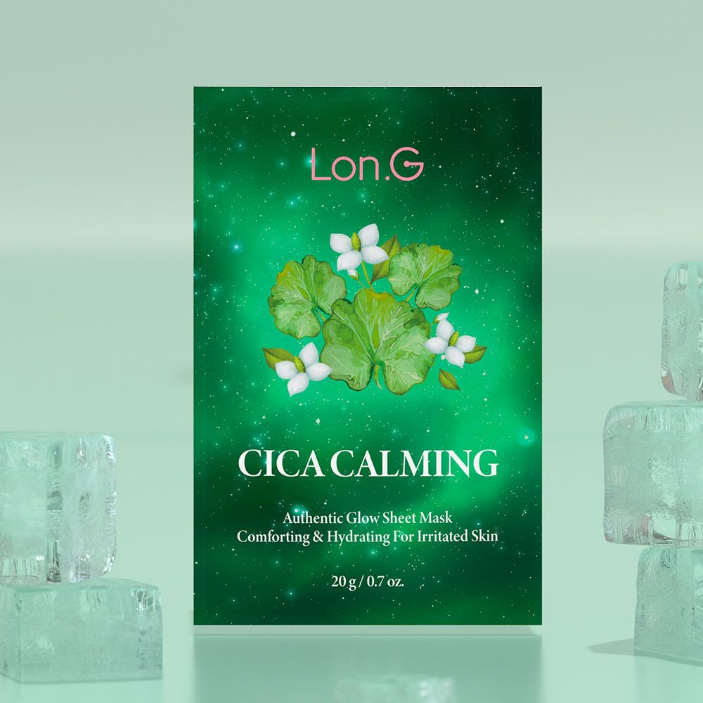 Lon.G Cica Calming Authentic Glow Sheet Mask 20g x 10ea Centella Houttuynia Panthenol Soothing Cooling Hydrating _ Made in Korea